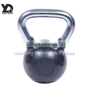 Wholesale High Quality Black Rubber Coated Kettlebell With Chrome Handle thumbnail-1
