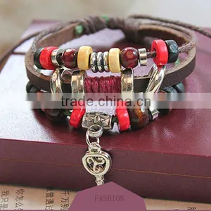 Latest Arrival New Design Jewelry Key Bracelet Nnisex Charm Trendy Korean Style Mutilayer Leather Bracelet/ thumbnail-2