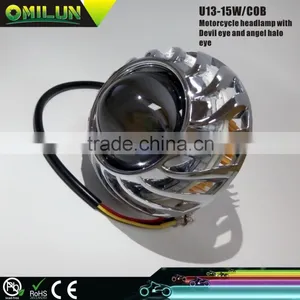 Newest U13 For Motorcycle Angel Halo Eye Led Projector Headlights thumbnail-1
