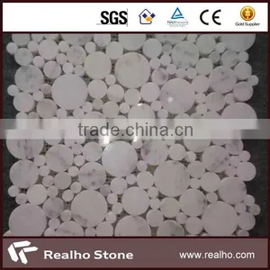 Art Calacatta White Penny Round Marble Mosaic Tile thumbnail-1