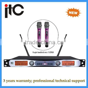 New Arrival Dual-channel FM Colorful UHF Wireless Microphone With LCD thumbnail-1