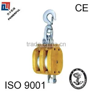 WITH SWIVEL HOOK REGULAR TRIPLE WOOD PULLEY BLOCK thumbnail-6