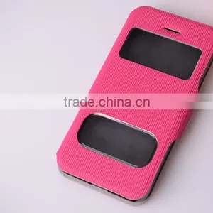 Double Sided Leather Case With Window for Iphone 5 Case Non Transparent thumbnail-1
