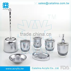 Tumbler Lotion Dispenser Cotton Jar Soap Dish Houseware Decoration Acrylic Bathroom Set thumbnail-2