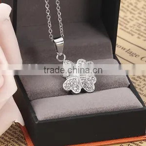 925 Silver Stainless Steel Lovely Heart Pattern Pendant Simple Chain Elegant Necklace thumbnail-3