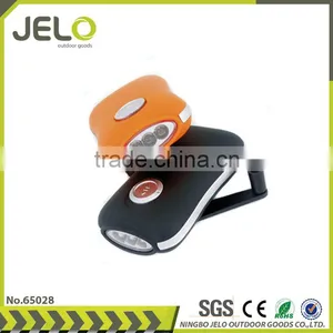 Ningbo JELO Hot Sales Promotion Classics Super Bright Plastic 3LED Dynamo Torch Cheaper Gift Hand Crank Flashlight Soft Touch thumbnail-1