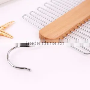 Hot Sell Top Quality Nonslip Necktie Belts Tie Hanger Rack Shawl Scarf Closet Wooden Holder Organizer CC001 thumbnail-4