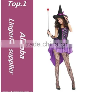 Purple Irregular Brocade Puffy Fancy Dress Sexy Devil Witch Costume thumbnail-1