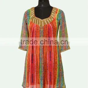 Digital Printed Beading Embroidery Woman`s Dress for Party Wear thumbnail-1