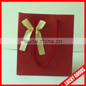Drawstring Handle Wine Red Classic Ribbon Tie Gift Bags Wholesale thumbnail-1