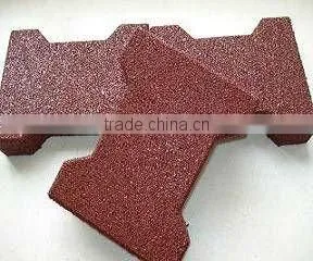 Red Face Dog-bone H-type Rubber Brick/Tile for Outdoor Playground Pavers Paving 45mm thumbnail-1