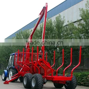 Forest Equipment Tractor PTO Hydraulic Timber Loading Traile Log Trailer , Wood Trailer, Log Wagon With Crane Grapple thumbnail-5