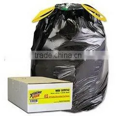 Plastic Black Drawstring Garbage Bags on Roll thumbnail-1