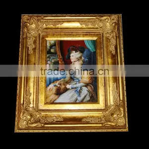 Antique Gilt Frame Oil Painting, Aristocratic Oil Painting Art and Craft thumbnail-1