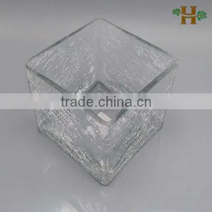 Handmade Cubic Crackled Square Vase, Square Candle Holder thumbnail-1