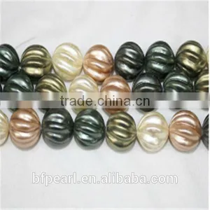 Wholesale Price of 16mm Multicolor Pumpkin Shape Shell Pearls Loose Strands Jewelry thumbnail-1