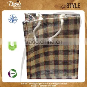 Single Bottle Jute Wine Bag With Cotton Cord Handle thumbnail-1