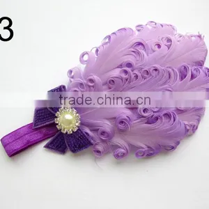 Curly Feather With Pearl Bead Rhinestone for Kids Hair Accessories thumbnail-1