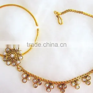 Big HOOP NATH Press NOSE RING GOLD PLATED thumbnail-3