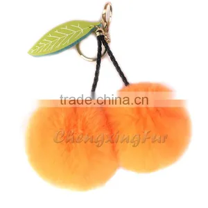 CX-R-56 Wholesale Best Quality Rabbit Fur Strap Chain Keychain Charm For Bag thumbnail-3