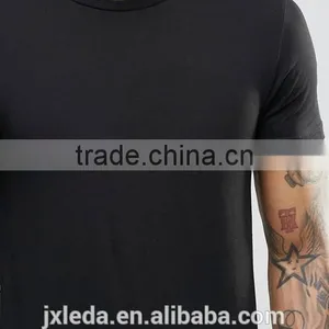 2016 Longline Short Sleeves Plain Crewneck Slim Fit Muscle t Shirt Wholesale thumbnail-3