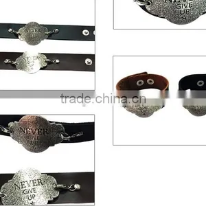 Factory Supplier Korean Retro Bracelets,handcraft Cow Leather Bangle,unisex Leather Bracelets thumbnail-3