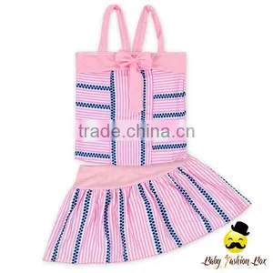 YZA-003 Yihong Fashion Style One Size Baby Stripe With Pink Dress Suit Kids Girls Bikini Swimwear thumbnail-1