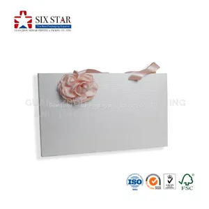 Luxury White Gift Cardboard Drawer Box With Ribbon and Rose Made in China thumbnail-4