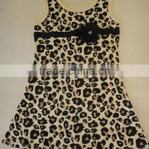Fancy Dresses for Girls Sexy Girls Sleeveless Cotton Dress Leopard Full Skirt With Flower thumbnail-1