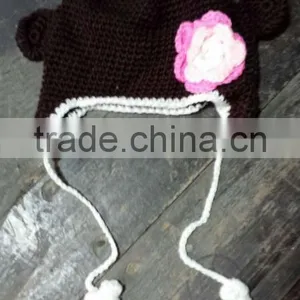 Brown Crochet Hat Baby Boy/Girl Crochet Owl Animal Beanie Hat Cute Baby Crochet Hat thumbnail-1