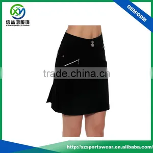 New Design Metal Zip Pockets Mid-rise Waist Women Golf Skirt With Pleated Buttom thumbnail-3