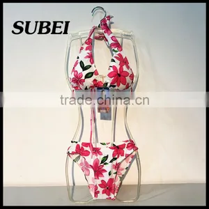 Lace Halter Swimsuit Sexy Split Swimsuit Thong Bikini Beach thumbnail-1
