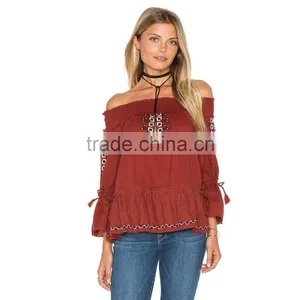Ladies Off Shoulder Princess Fashion Cutting Blouse Design thumbnail-1