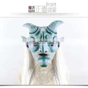 Latex Boss Horns Halloween Mask With Wigs thumbnail-5