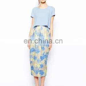 Young Elegant Ladies Top Fashion OEM Floral Printed Chiffon Direct Manufacturer Sexy Design Hot Sale Skirt thumbnail-1