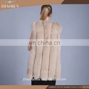 Brown Color Ture Fox Fur Jacket Dyed Fox Fur Vest and Fur Gilet for Lady thumbnail-6