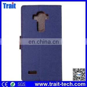 New Arrivals! Jeans Cloth Texture Flip Stand TPU PU Leather Case for LG G4 With Card Slots thumbnail-3