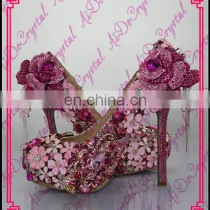 Aidocrystal New Arrival Ladies Luxury Pink Stilletoes Sex High Heels Italian Style Evening Party Shoes thumbnail-1