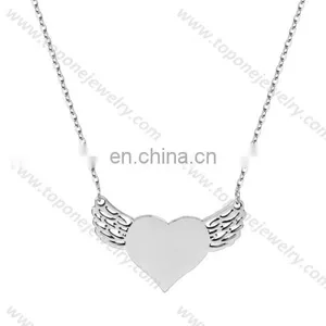 Wholesale Simple Designs Gegraveerd Vliegend Hart Ketting Stainless Steel Necklace thumbnail-1