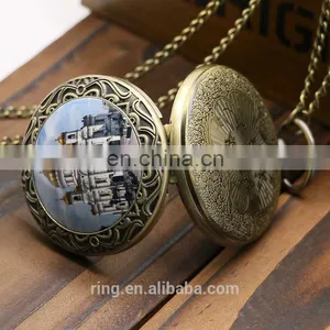 Classical Pocket Watch New Design Taj Mahal Pattern Chain Watch thumbnail-2