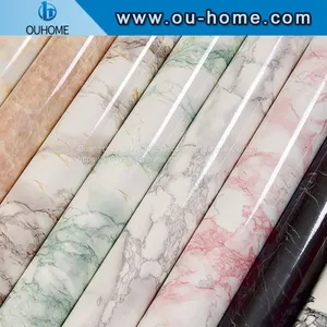 OUHOME Glossy Marble Cabinet Background Decoration Film Marble Effect Contact Paper Film Vinyl Self Adhesive thumbnail-4