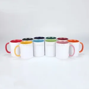 Custom Colorful Inner White Ceramic Mug Tea Cups Ceramic Travel Coffee Mugs for Sublimation thumbnail-1