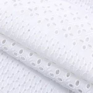 Embroidery for Dresses Embroidered White Cotton Dress Fabric Lace thumbnail-2