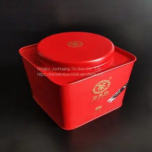 Red Color 0.21-0.35mm Tinplate Letterpress Printing Round Tin Mushroom Tea Pot thumbnail-1