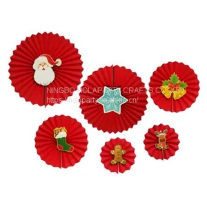 HOLAPARTY HPP220 Christmas Hanging Decoration Paper Fan Set thumbnail-1