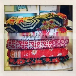 Traditional Handmade Indian Kantha Quilt Vintage Quilt Home Decorative Indian Bedding Lot thumbnail-1