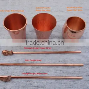 Set of 6 Copper Straw and One Cleaning Brush, Copper Drinking Pipe With Cleaning Bruch thumbnail-5