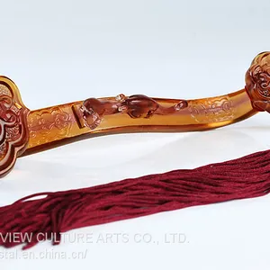 Colored Glaze Ruyi With Ingot Dragon Chinese Feng Shui Ornament Gift thumbnail-2