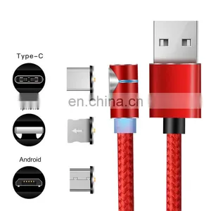 3 In 1 Multi Port Elbow L Shape Nylon Braided 2M Magnetic Charging Cable Lighting/Type C/Android Data Cable thumbnail-1
