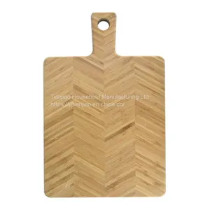 New Design Bamboo End Grain Cutting Board With Handle Chopping Block Kitchen Serving Charcuterie Cheese Board thumbnail-1
